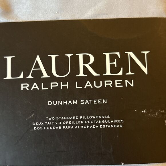 Ralph Lauren Dunham Sateen Mist Blue Pillowcases Set of 2 Standard Cotton  NEW - Picture 2 of 4